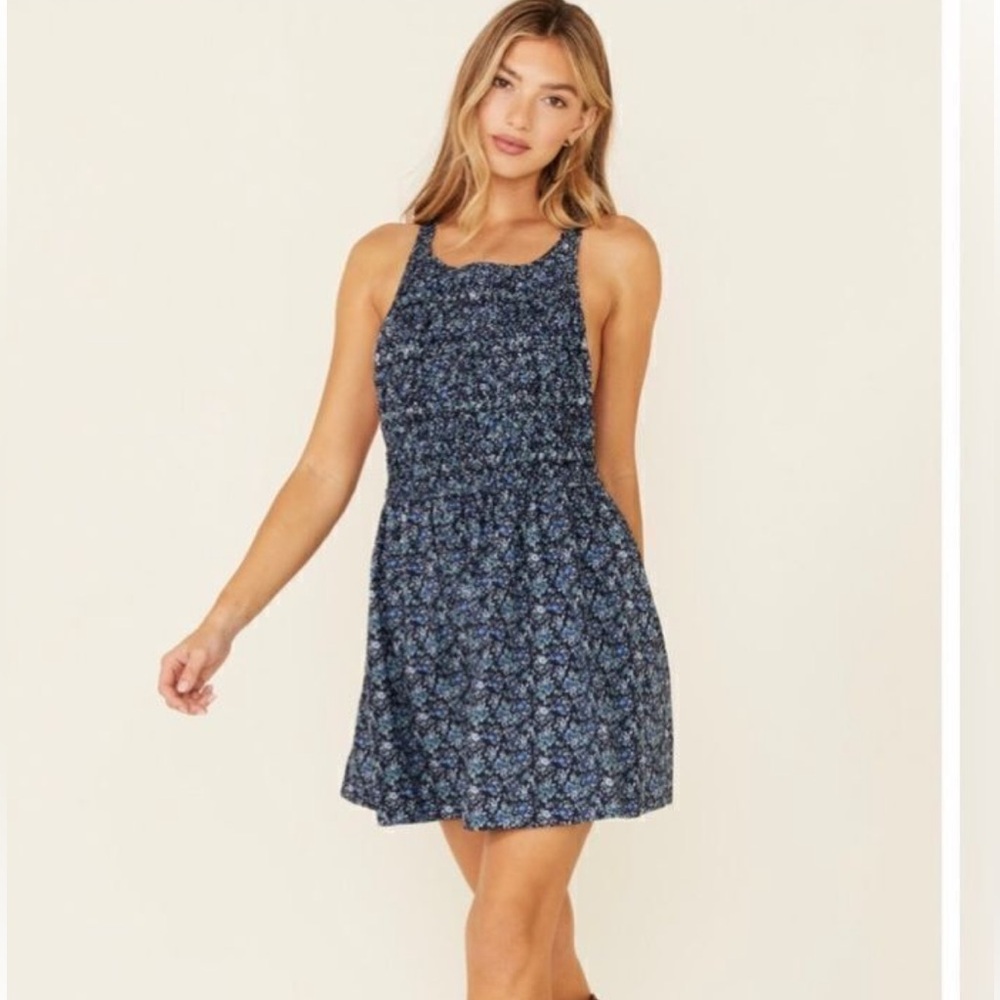 Free People Petunia Navy Floral Mini Dress NWT Size XS